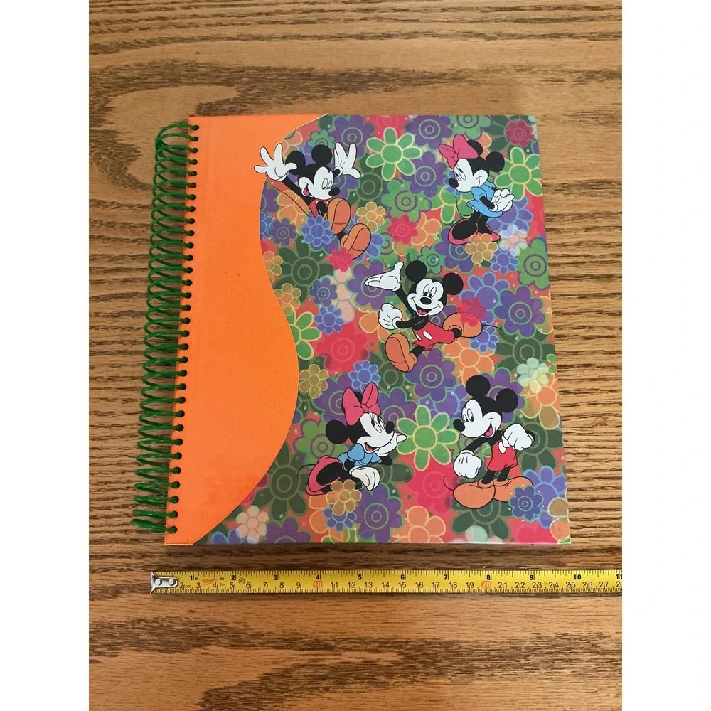 Vintage Disney Store Mickey Minnie Mouse Floral Spiral Notebook Pluto Sketch Pad